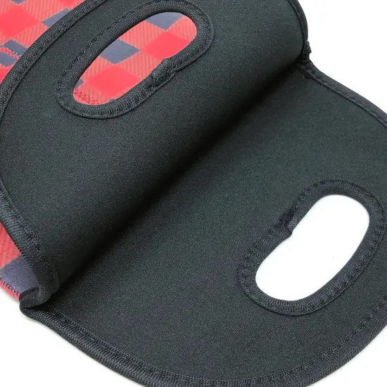 Wrapables Insulated Neoprene Wine Tote, Two Bottle / Red Checkers {5}