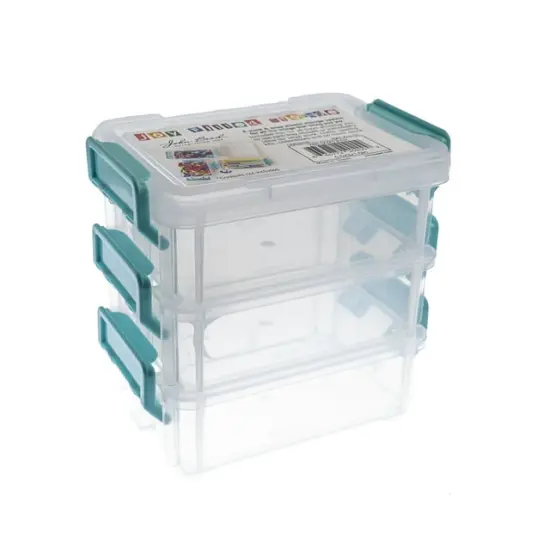 John Bead 4.5" Joy Filled Clear Stackable Organizer with Lids {1}