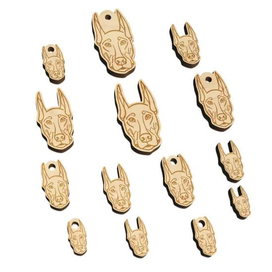 Doberman Pinscher Dog Head Mini Wood Shape Charms Jewelry DIY Craft {7}