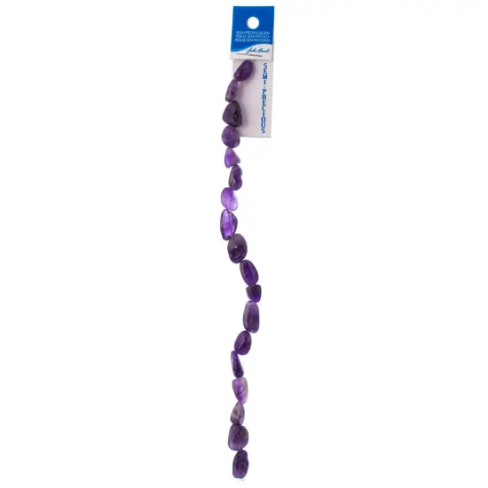 Earth's Jewel 10mm Amethyst Natural Semi-Precious Nugget 8" Strung Bead {3}