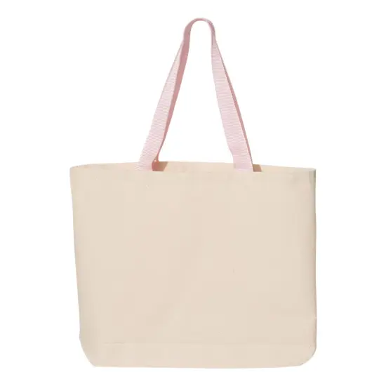 Q-Tees&reg; 11L Canvas Tote with Contrast-Color Handles Natural/ royal {7}
