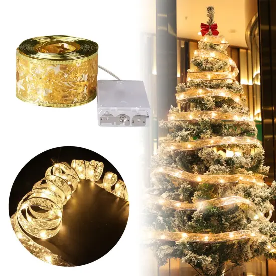 16.4ft Christmas Ribbon Fairy Lights for Indoor and Outdoor Decorations White {4}