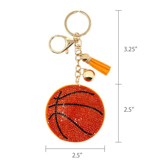 Wrapables Crystal Bling Key Chain Keyring with Tassel Car Purse Handbag Pendant, Basketball {2}