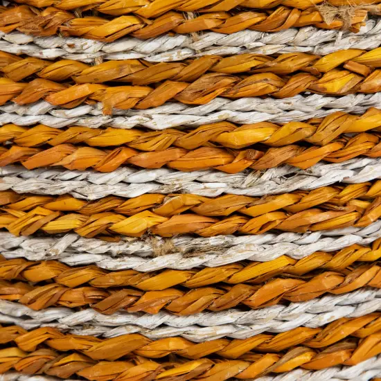 Northlight Set of 4 Striped Woven Seagrass Round Baskets with Handles 13.5" Gray {7}