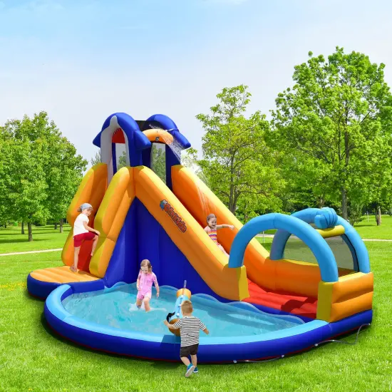 Inflatable Bouncy House with Slide and Splash Pool without Blower {2}