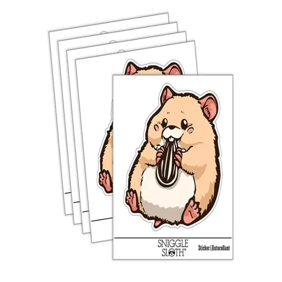 Darling Hamster Rodent Enjoying Sunflower Seed Waterproof Vinyl Phone Tablet Laptop Water Bottle Sticker Set - 5 Pack {2}