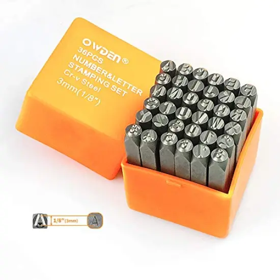 36 Pieces Professional . Steel Metal Stamping Tool Set,(1/8&rdquo;) 3mm,Steel Number and Letter Punch Set,Alloy Steel Made HRC 58-62 for Jewelry Craft Stamping. {2}