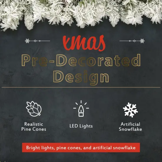 Pre-lit Xmas Tree Artificial Christmas 4-Piece Set,Garland, Wreath and Set of 2 Entrance Trees X-mas with LED Lights, Christmas Tree Blue {7}