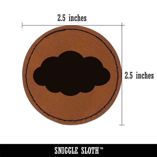 Cloud Solid Round Iron-On Engraved Faux Leather Patch Applique - 2.5" Brown {3}