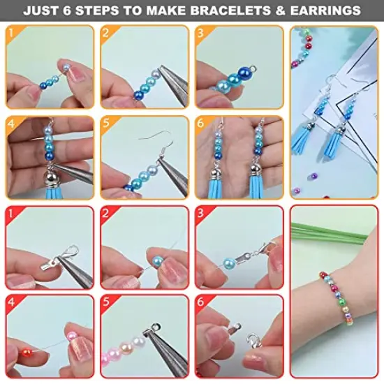 1960 PIECES Pearl Beads, 6mm 28 Colors Multicolor Loose Beads for Crafts with Holes for Jewelry Making, Small Filler Beads for Crafting Bracelet Necklace Earrings {4}