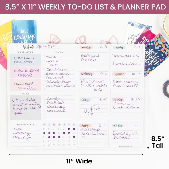 bloom daily planners Planning Pad, 8.5" x 11", Weekly To-Do List & Planner, Pastel {3}