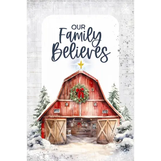 Our Family Believes Christmas Wood Plaque with Easel and Hook Wall Tabletop Art - 4 inches x 6 inches {1}