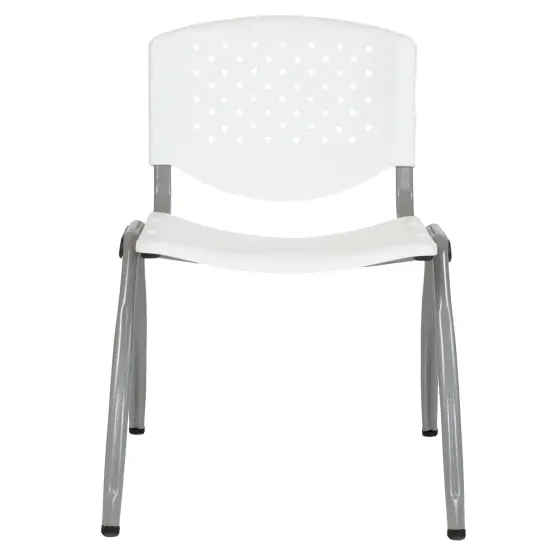 Emma and Oliver Home and Office Plastic Stack Chair with Perforated Back - Guest Chair White {3}