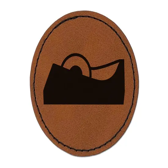 Tape Dispenser Roll Round Iron-On Engraved Faux Leather Patch Applique - 2.5" Brown {1}