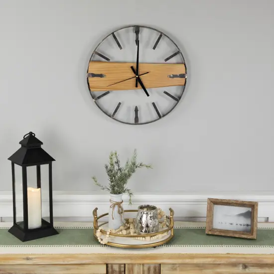 Northlight Rustic Metal Frame Wall Clock -15.75" - Black {3}