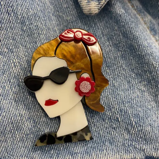 Wrapables Acrylic Fashion Brooch Pin for Sweaters, Coats, Scarves, and Bags, Glamour Girl {4}