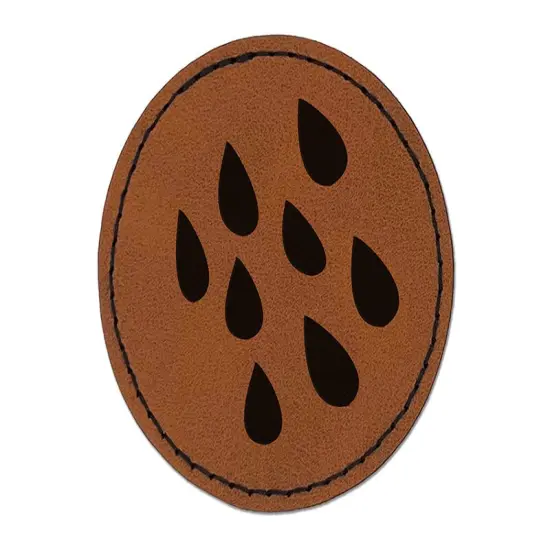 Rain Shower Round Iron-On Engraved Faux Leather Patch Applique - 2.5" Brown {1}