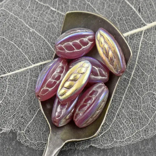 *10* 15x9mm Platinum Washed Dusty Rose AB Twisted Oval Beads {2}