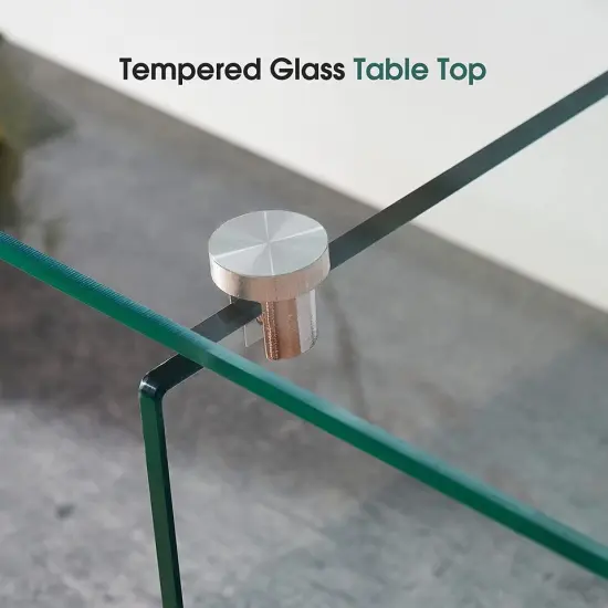 Narrow Glass Console Table with Storage Modern Sofa Table {2}