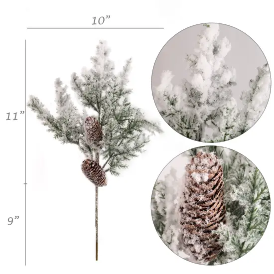 Snow Pine Picks with Pine Cones - Box of 6 Realistic Christmas Floral Accents for Home Decor and Events | 2024 Christmas Collection, Floral Home by Artificial Flowers {2}