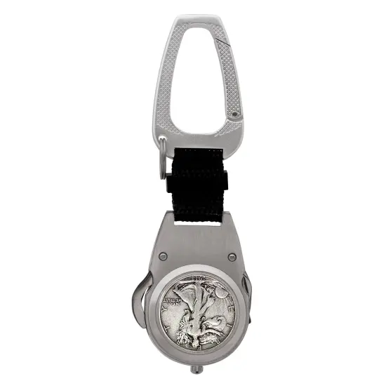 Silver Walking Liberty Half Dollar Coin Multi-Tool Pocket Watch Compass {3}