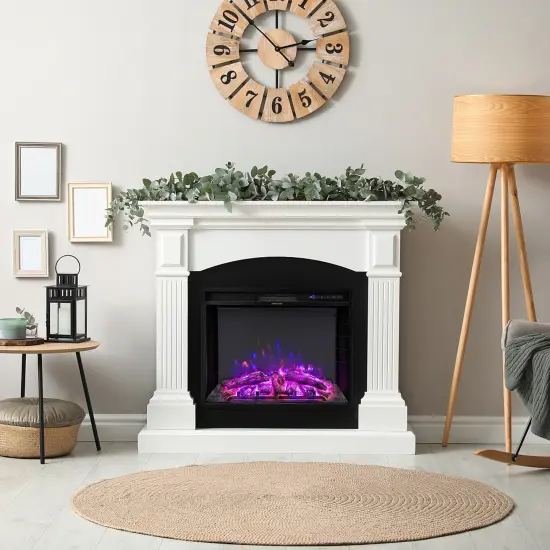 Recessed Electric Fireplace with Adjustable Flame Brightness {1}