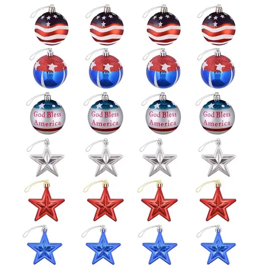24Pcs Set Hanging Ornaments Ball Star Christmas Tree and Wall Decoration {1}