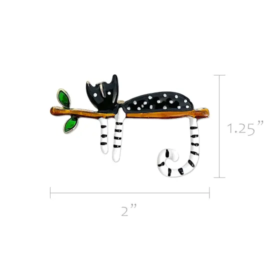 Wrapables Lounging Cats Enamel Brooch Pin, Cat on Branch {2}
