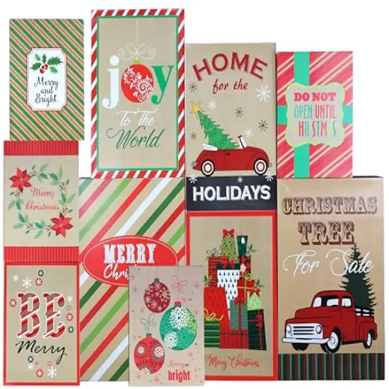Iconikal Christmas Holiday Kraft Gift Boxes, 3 Sizes, 10-Pack {1}