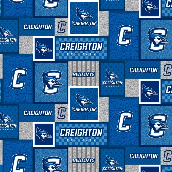 Sykel Enterprises-Creighton University Fleece Fabric-Creighton Bluejays College Patch Fleece Blanket Fabric-Sold by the yard {1}
