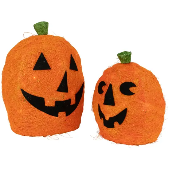 Northlight Lighted Sisal Jack O' Lanterns Outdoor Halloween Decorations - 16" - Set of 2 Orange {6}