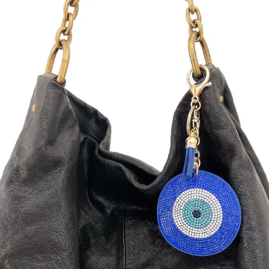 Wrapables Crystal Bling Key Chain Keyring Car Purse Handbag Pendant Charm, Blue Evil Eye {4}