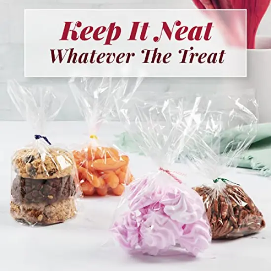 200 pack Clear Gift Bags for Favors, Cellophane Bags, 6x10 w/ 4" Twist Ties - Goodie Bags, Candy Bags, Cookie Bags for Gift Giving, Clear Treat Bags with Ties, Cellophane Treat Bags (200 Pack) {5}