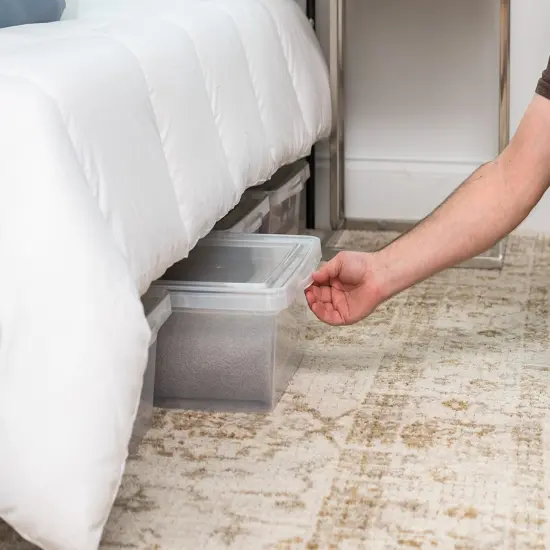 IRIS USA 28 Qt Clear Storage Box, BPA-Free Plastic Stackable Bin with Lid, Containers to Organize Closet Shelves, Clothes, Blankets, Towels, Classroom Organization Teacher Tools, 6 Pack {4}