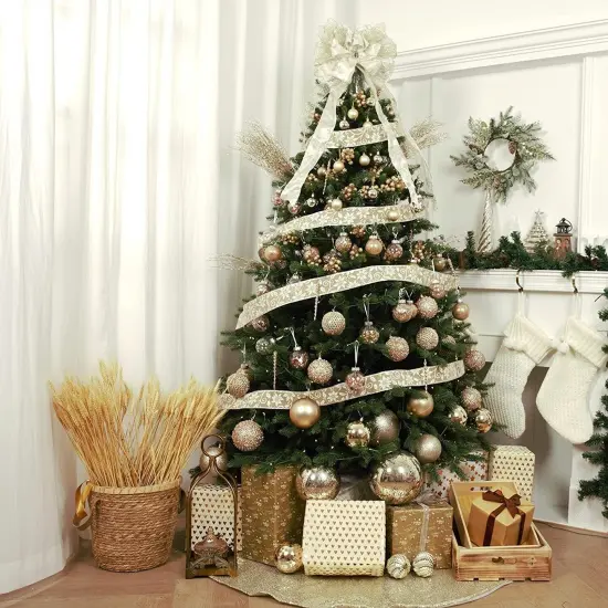 1.6in 36-Piece Shatterproof Christmas Balls - Xmas Tree Ornaments Gold {2}