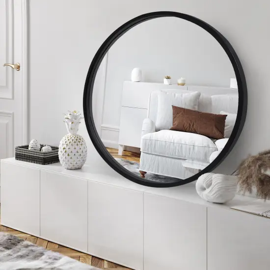 Americanflat Framed Round Mirror - Circle Mirror for Bathroom, Bedroom, Entryway, Living Room - Large Black Circle Mirror for Wall D&eacute;cor {8}