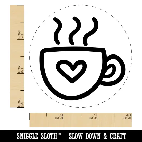Steaming Hot Coffee Mug Cup with Heart Self-Inking Rubber Stamp for Stamping Crafting Planners Black {1}