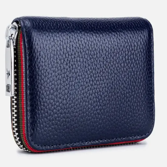 Kitcheniva Unisex Leather Zipper Wallet Dark blue {1}