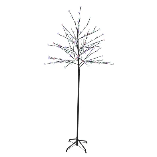 Northlight LED Lighted Artificial Cherry Blossom Tree - 6' - Color Changing Lights Multi {1}