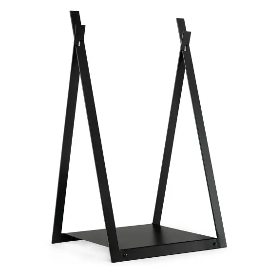 Triangle Firewood Rack with Raised Base for Fireplace Fire Pit-Black {1}