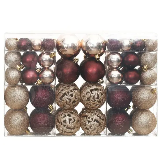 Christmas Baubles 100 pcs1.2" / 1.6" / 2.4" Champagne and Brown {2}