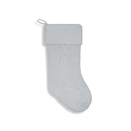 Chunky Cable Knit Christmas Stocking Grey {1}