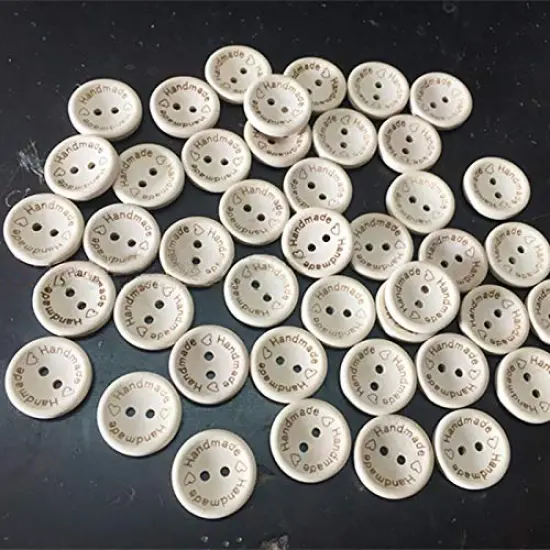 100 Pieces Wooden Handmade Buttons, Crafts Assorted Buttons Wooden Sewing Buttons, for Sewing Clothing Accessories, DIY Crafting Projects Decorations 20mm {1}