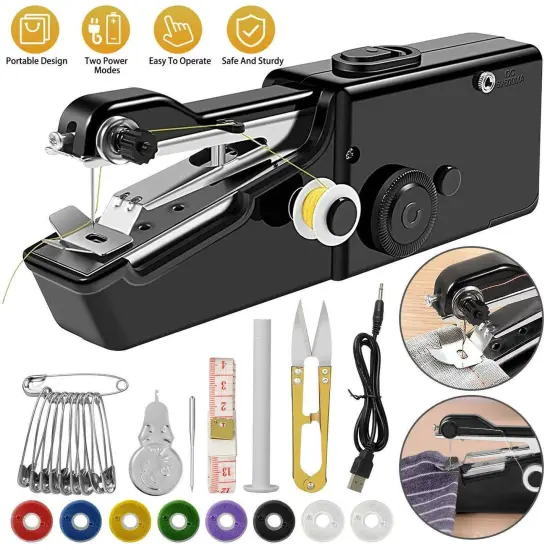 DIY Mini Electric Sewing Machine - Portable Handheld Cordless {1}