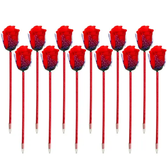 Wrapables Rose Flower Ballpoint Pens, Novelty Pens for Office, Valentine's Day, Mother's Day, and Party Favors (Set of 12) {1}