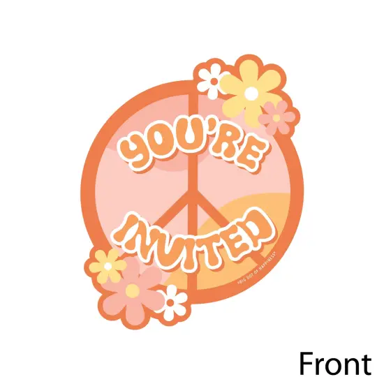 Big Dot of Happiness Stay Groovy - Shaped Fill-In Invitations - Boho Hippie Party Invitation Cards with Envelopes - Set of 12 {3}