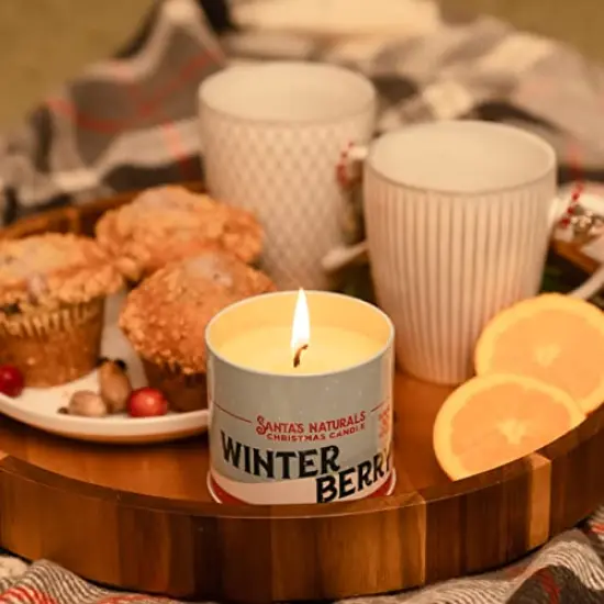 Winterberry Christmas Candle | Warm Cider Fragrance | Notes of Cinnamon, Orange, and Clove | Sustainably Sourced Soy and Beeswax | 30 Hour Burn Time | 9oz | 2 Pack {6}