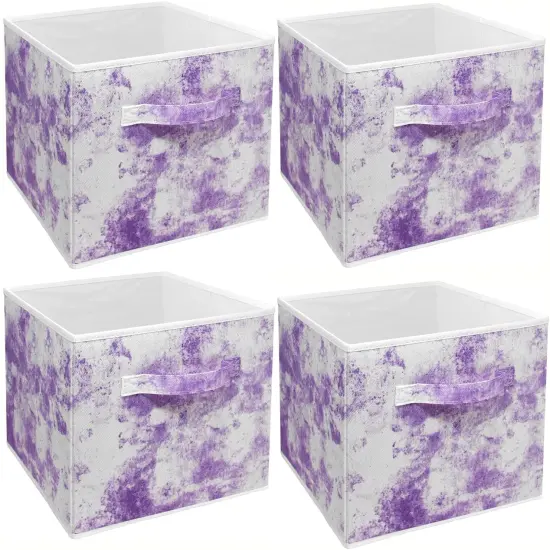 Sorbus Fabric Collapsible Cube Storage Bins Set - Tie Dye 4 Pack Tie Dye Purple {1}