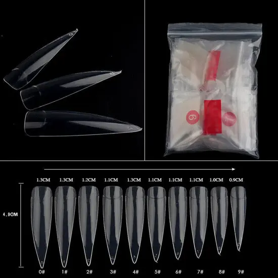 Kitcheniva Long Stiletto Pointy False Nail Tips Clear {2}