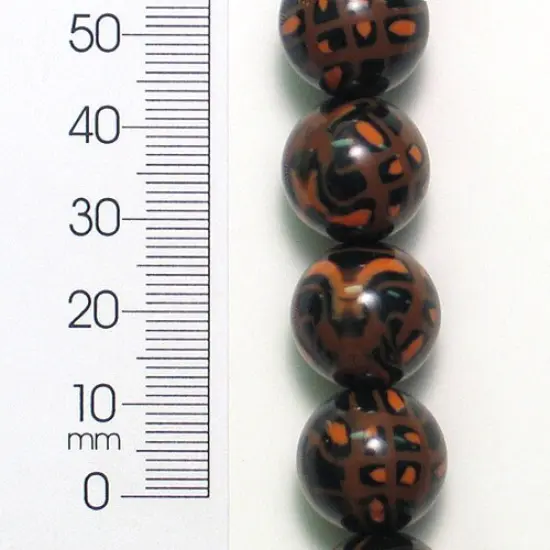 6 Packs of 16mm x 16mm Round Painted Fashion Bead 8 Inch Strand - BD53628 {1}